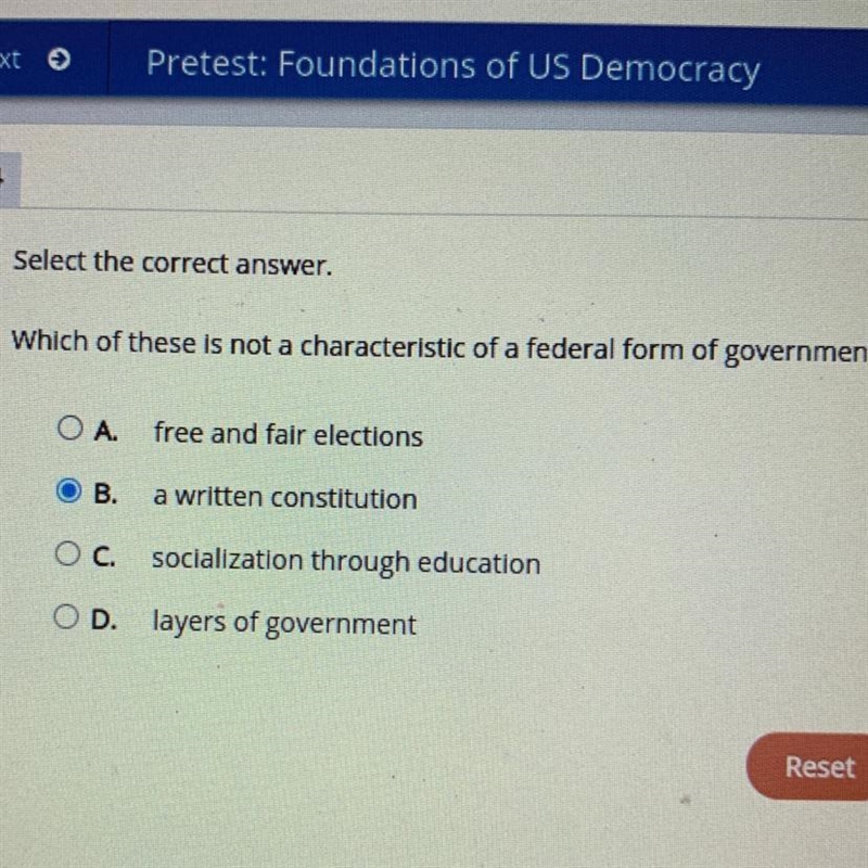 Which of these is not a characteristic of a Federal form of government-example-1