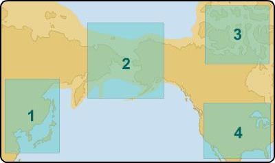 Which numbered area on the map includes the Bering Sea and the land bridge that people-example-1