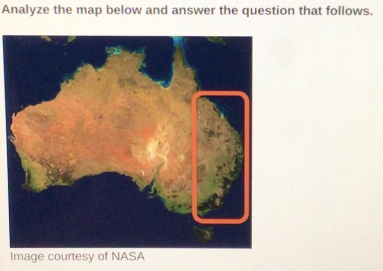 Plz help Which of Australia’s physical features is circled on the map above? A.the-example-1