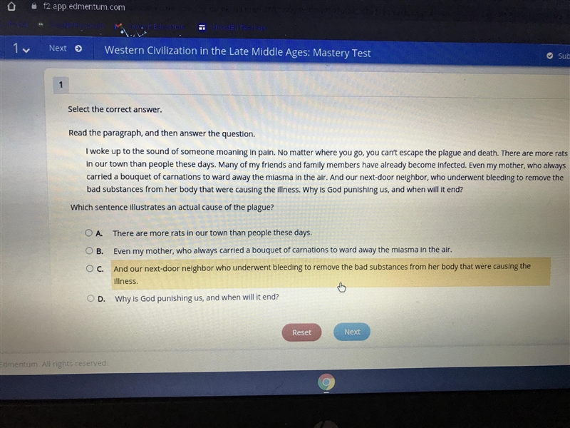 Which sentence illustrates an actual cause of the plague? A.there are more rats than-example-1