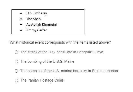 9.What historical event corresponds with the items listed above? A. The attack of-example-1