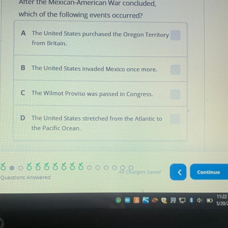 After the Mexican-American War concluded, which of the following events occurred? A-example-1