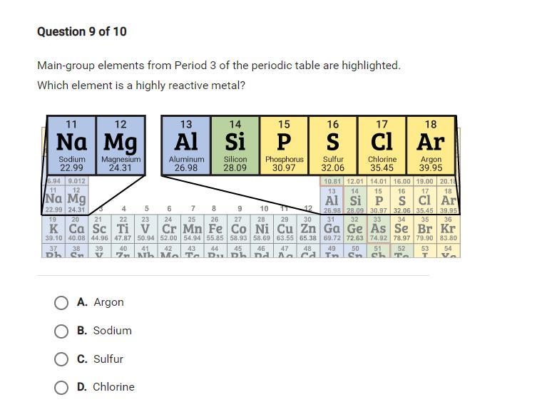 main group elements from the Periodic 3 of the periodic table are highlighted. Which-example-1