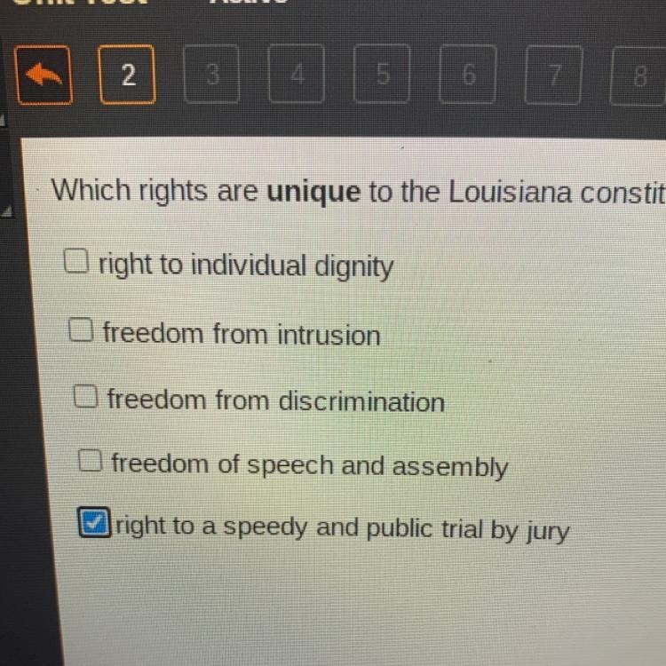 Which rights are you need to the Louisiana Constitution? check all that apply.-example-1