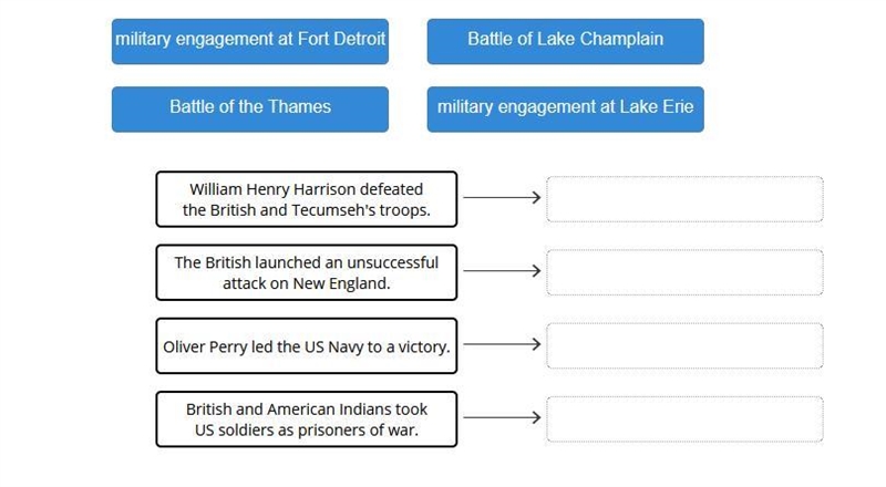 Match each battle of the War of 1812 with its description-example-1