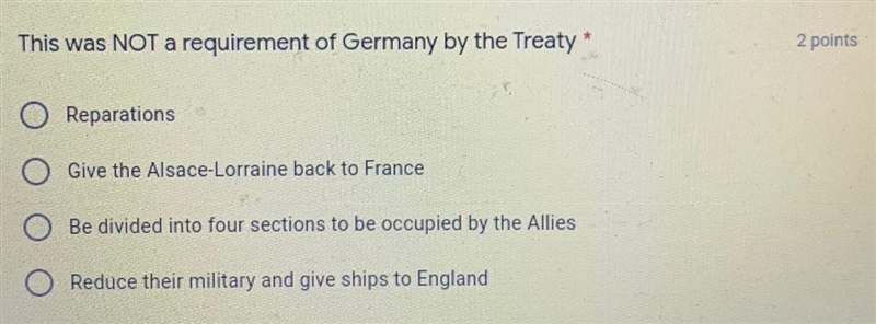 This was not a requirement of Germany by the treaty of versailles-example-1