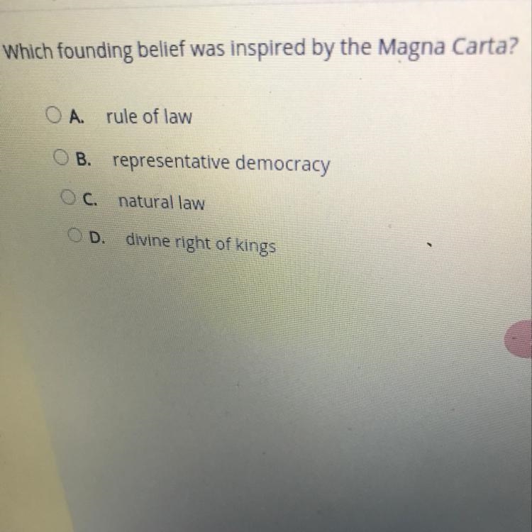 Which founding belief was inspired by the magma carta please help me-example-1