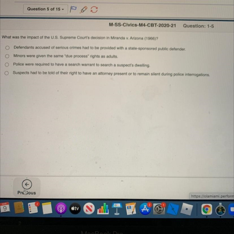 PLEASE HELP!!! What was the impact of the U.S Supreme Courts decision in Miranda v-example-1