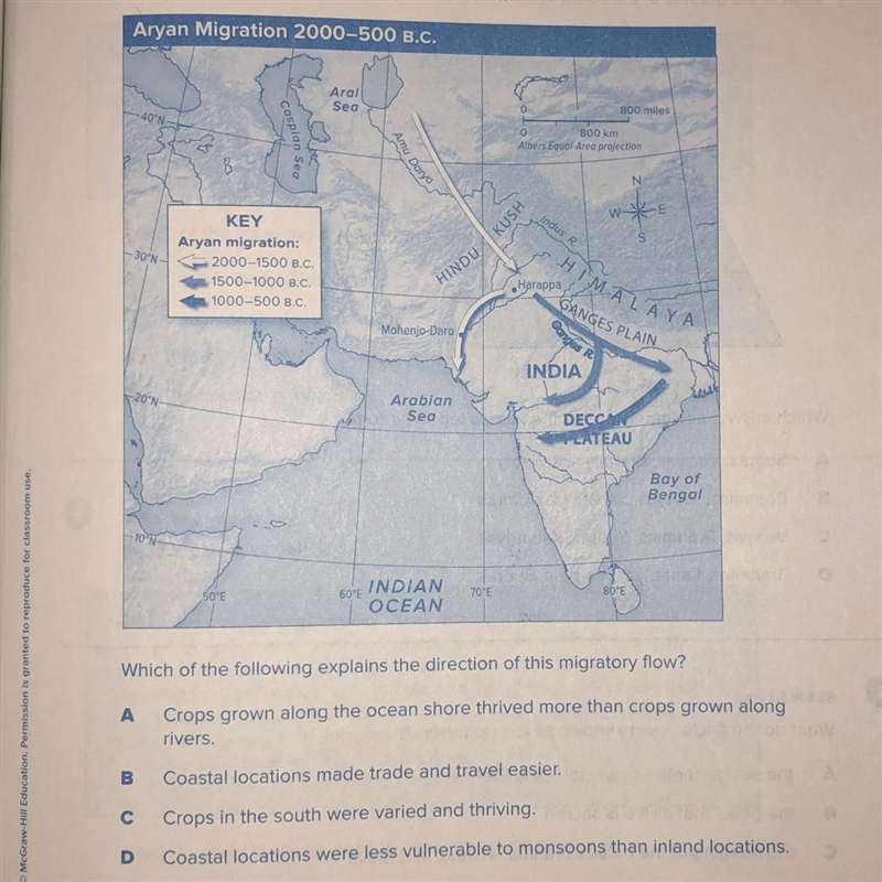 Which of the following explains the direction of this migratory flow? A Crops grown-example-1