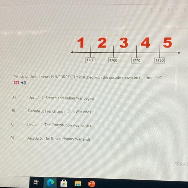 Which of these events is INCORRECTLY matched with the decade shown on the timeline-example-1