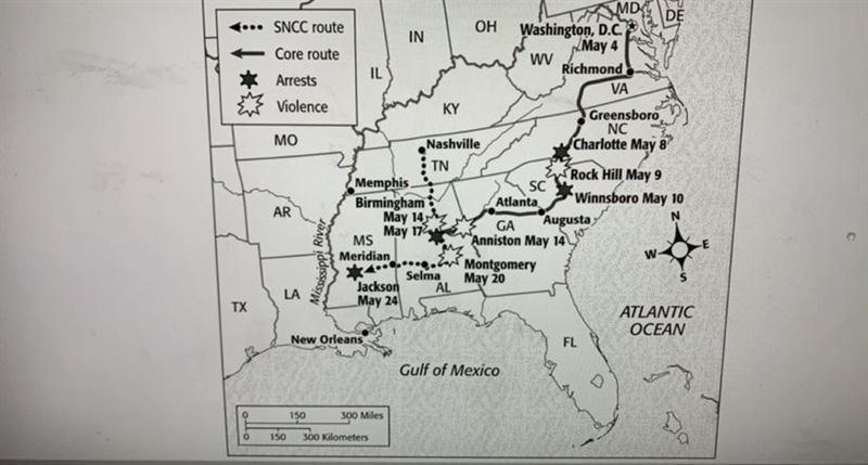 How were the SNCC and CORE routes similar and different? PLEASE HELP ME-example-1