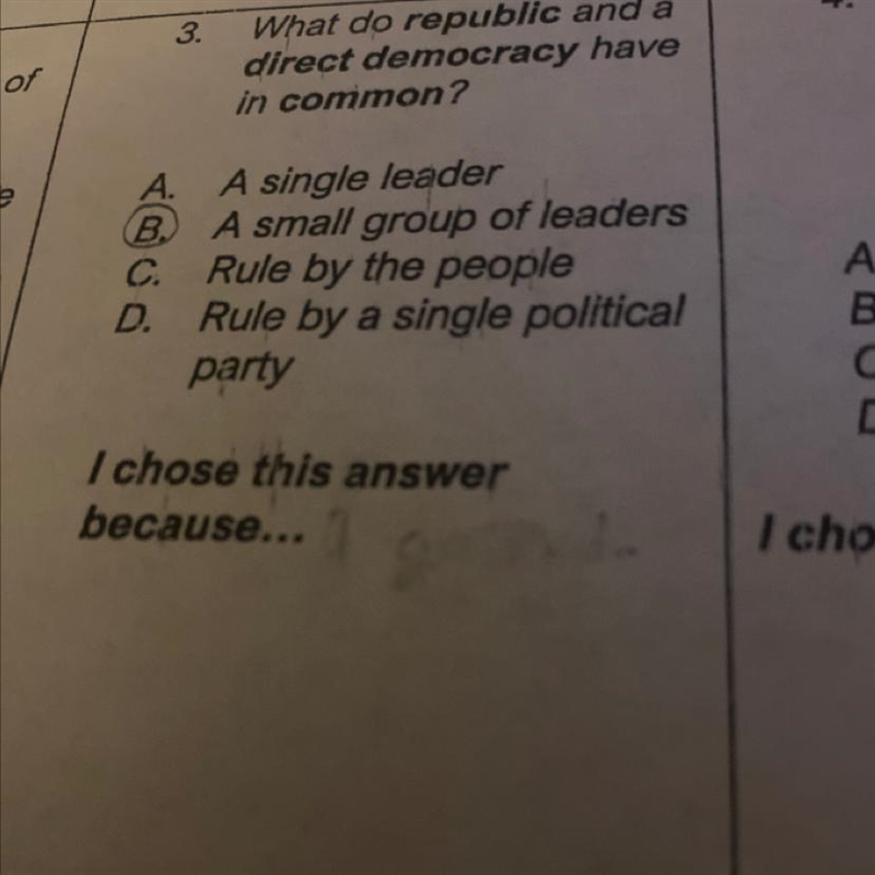 I NEED HELP ASAP What do republic and a direct democracy have in common? A. B C. D-example-1