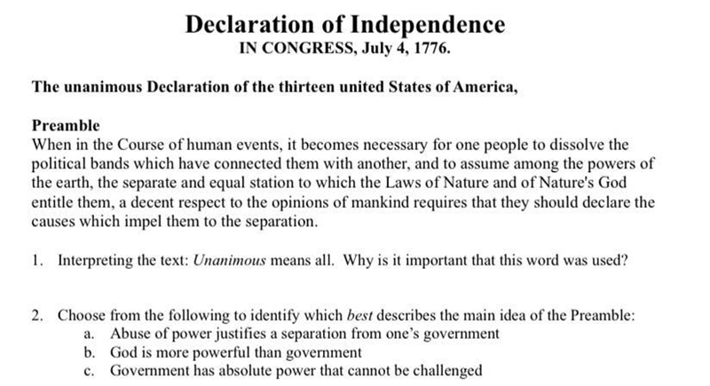 Choose from the following to identify which best describes the main idea of the Preamble-example-1