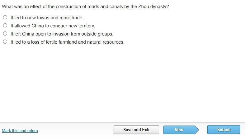 What was an effect of the construction of roads and canals by the Zhou dynasty?-example-1