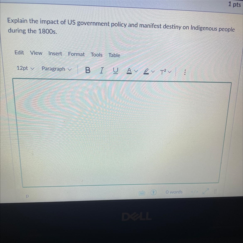 Question 10 1 pts Explain the impact of US government policy and manifest destiny-example-1