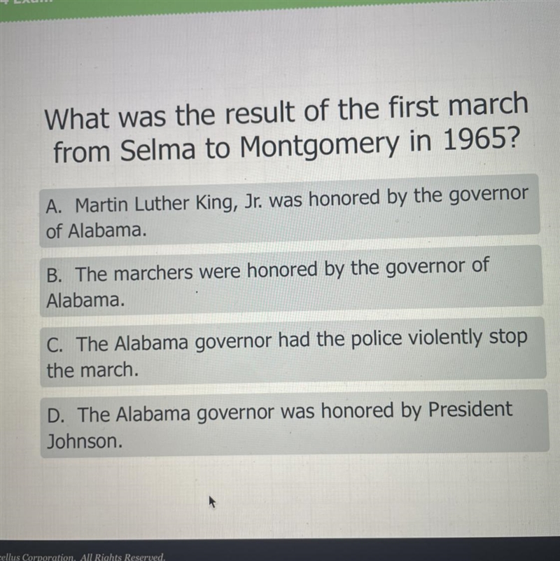 What was the result of the first march from Selma to Montgomery in 1965? A. Martin-example-1