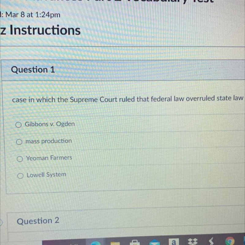 Case in which the Supreme Court ruled that federal law overruled state law O Gibbons-example-1