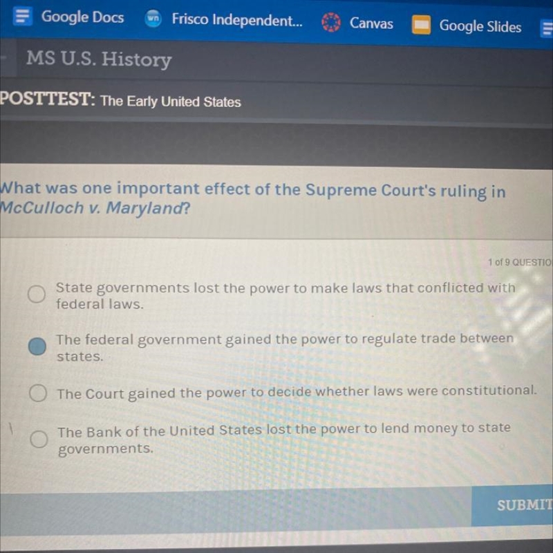 What was one important effect of the Supreme Court ruling in McCulloch v. Maryland-example-1