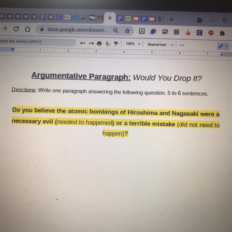 Do you believe the atomic bombings of Hiroshima and Nagasaki were a necessary evil-example-1