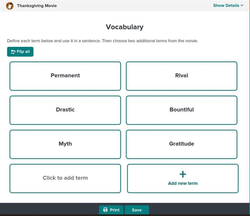 Help please does anyone know what they mean? Thanksgiving Brainpop please ​-example-1