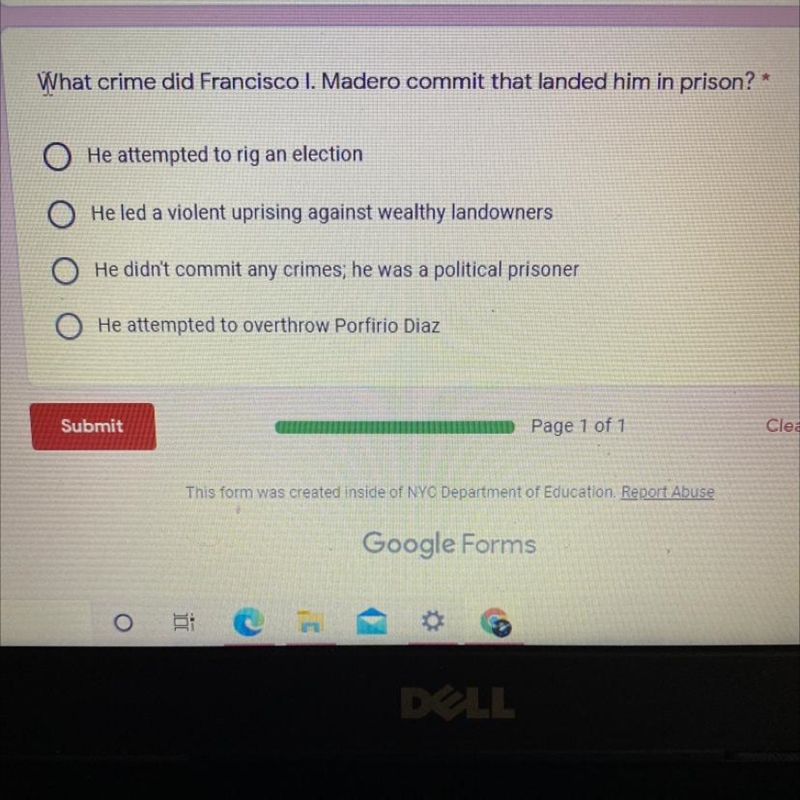 What crime did Francisco I. Madero commit that landed him in prison-example-1