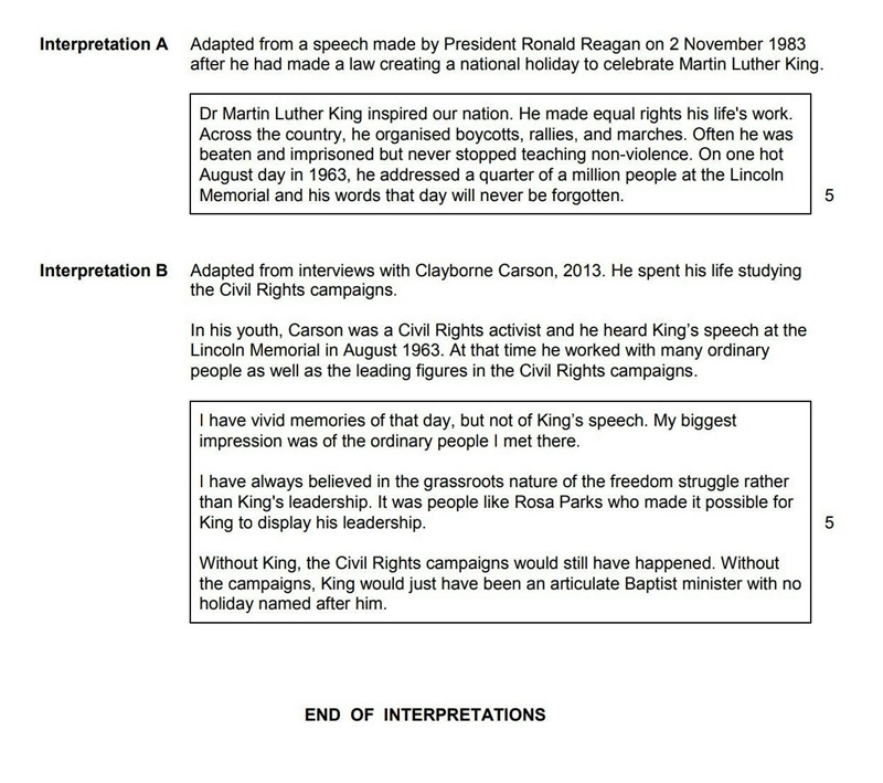 Which interpretation do you find more convincing about Martin Luther king and king-example-1