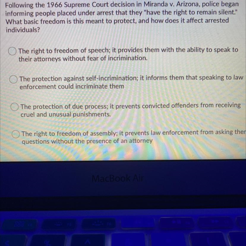 Following the 1966 Supreme Court decision in Miranda v. Arizona, police began informing-example-1