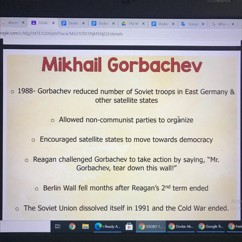 Who was more responsible for the end of the Cold War? Reagan or Gorbachev? Why?-example-1