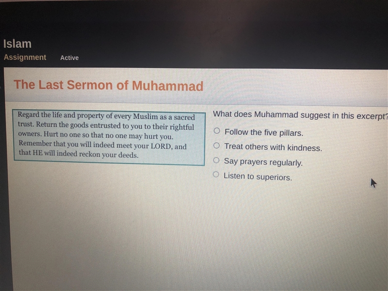 What does Mohammed suggest in this excerpt?-example-1