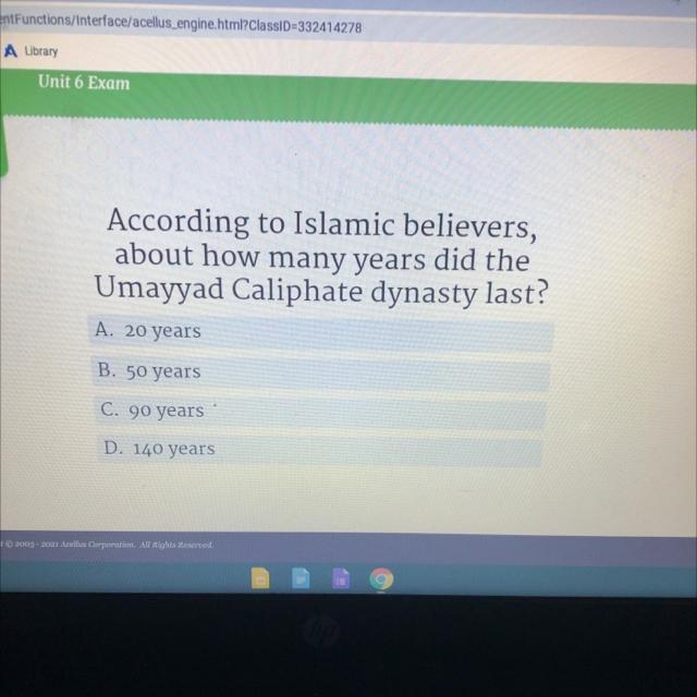 According to Islamic believers, about how many years did the Umayyad Caliphate dynasty-example-1