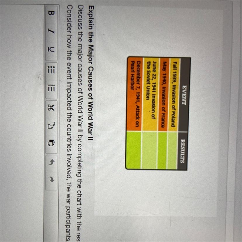 - Discuss the major causes of World War II by completing the chart with the result-example-1