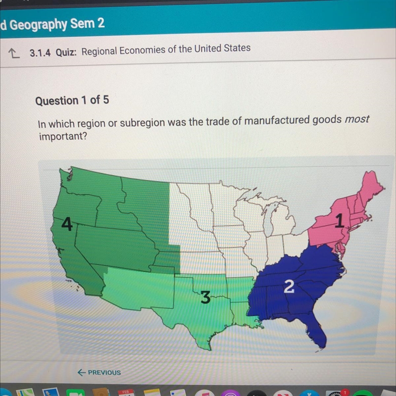 In which region or subregion was the trade of manufactured goods most important? A-example-1