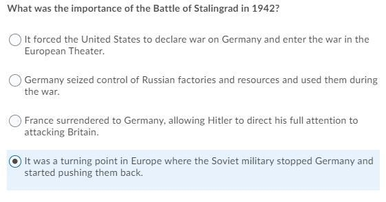 What was the importance of the battle of Stalingrad in 1942-example-1