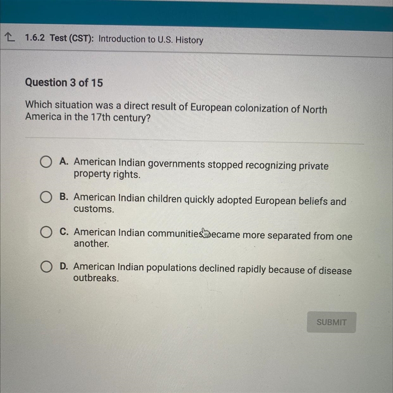 Which situation was a direct result of european colonization of north america in the-example-1