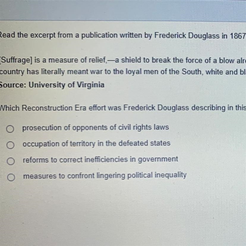 Read the excerpt from a publication written by Frederick Douglass in 1867 and answer-example-1