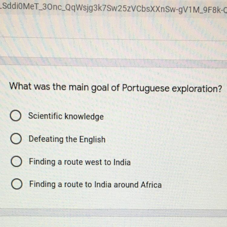 What was the main goal of Portuguese exploration?-example-1