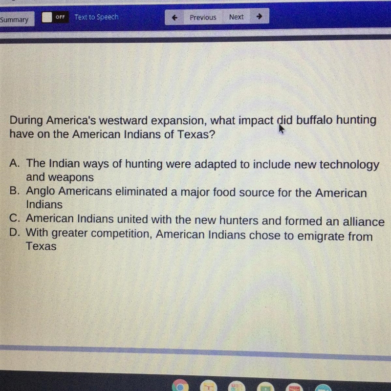 During America's westward expansion, what impact did buffalo hunting have on the American-example-1