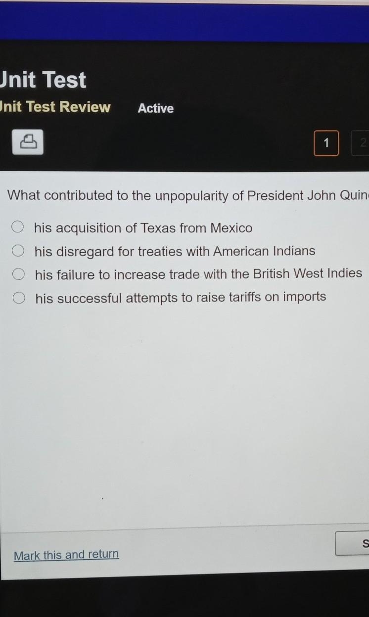 What contributed to the unpopularity of President John Quincy Adams? ​-example-1