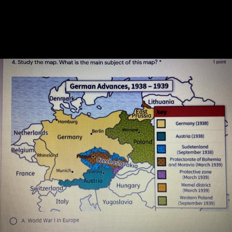 Study the map. what is the main subject of this map? the options are A. world war-example-1