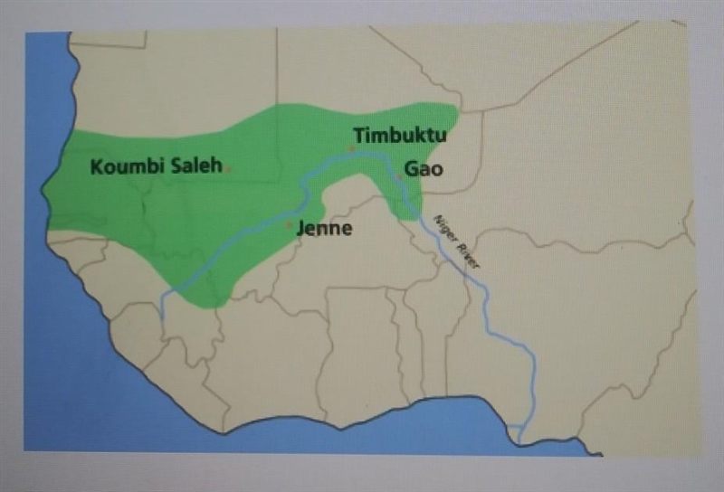 This map shows the boundaries of a West African empire that used trade to become wealthy-example-1