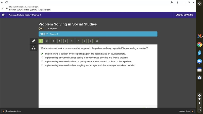 Which statement best summarizes what happens in the problem-solving step called &quot-example-1