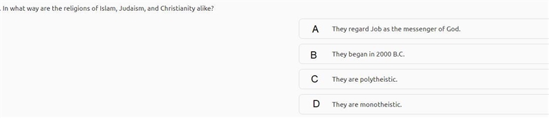 In what way are the religions of Islam, Judaism, and Christianity alike?-example-1