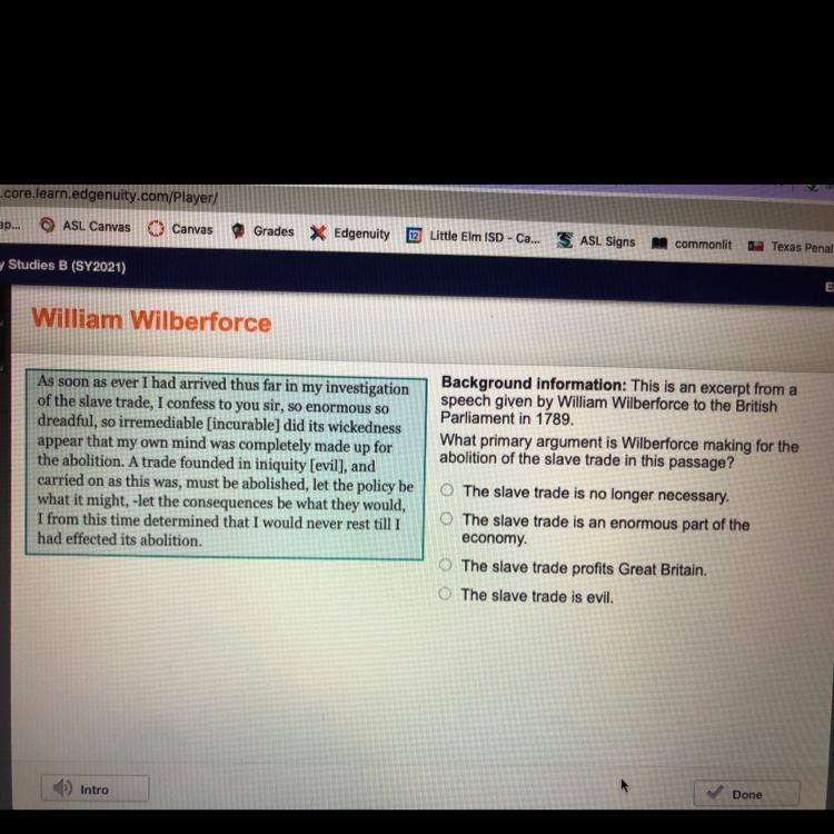 What primary argument is Wilberforce making for the abolition of the slave trade in-example-1