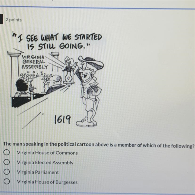 The man speaking in the political cartoon above is a member of which of the following-example-1