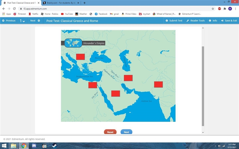 Which three regions on the map did Alexander the Great conquer?-example-1