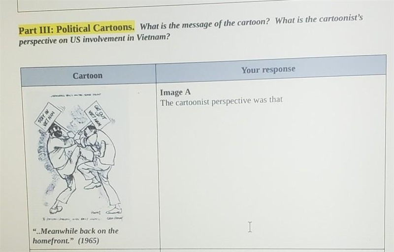 what is the message of the cartoon? what is the cartoonists perspective on US involvement-example-1