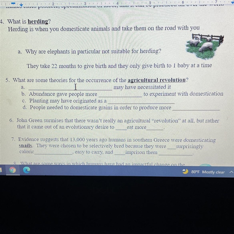 5. What are some theories for the occurrence of the agricultural revolution? a. may-example-1