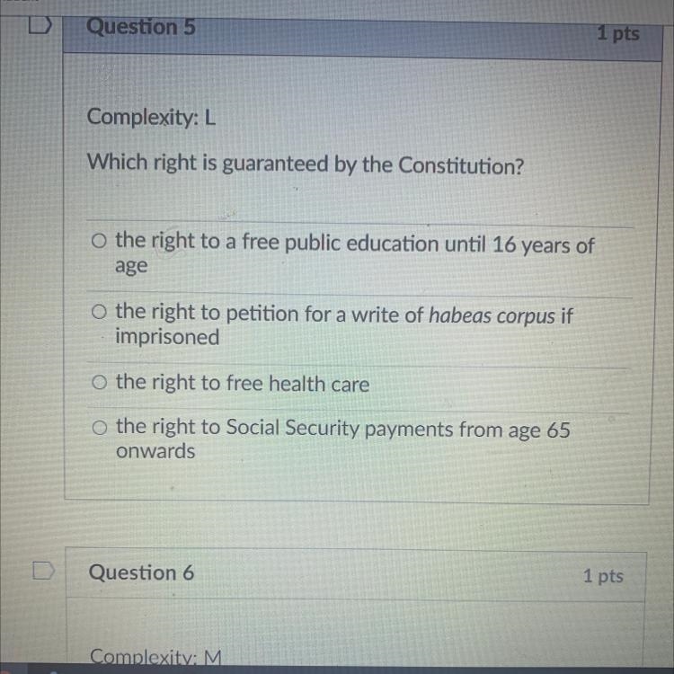 Which right is guaranteed by the Constitution?-example-1