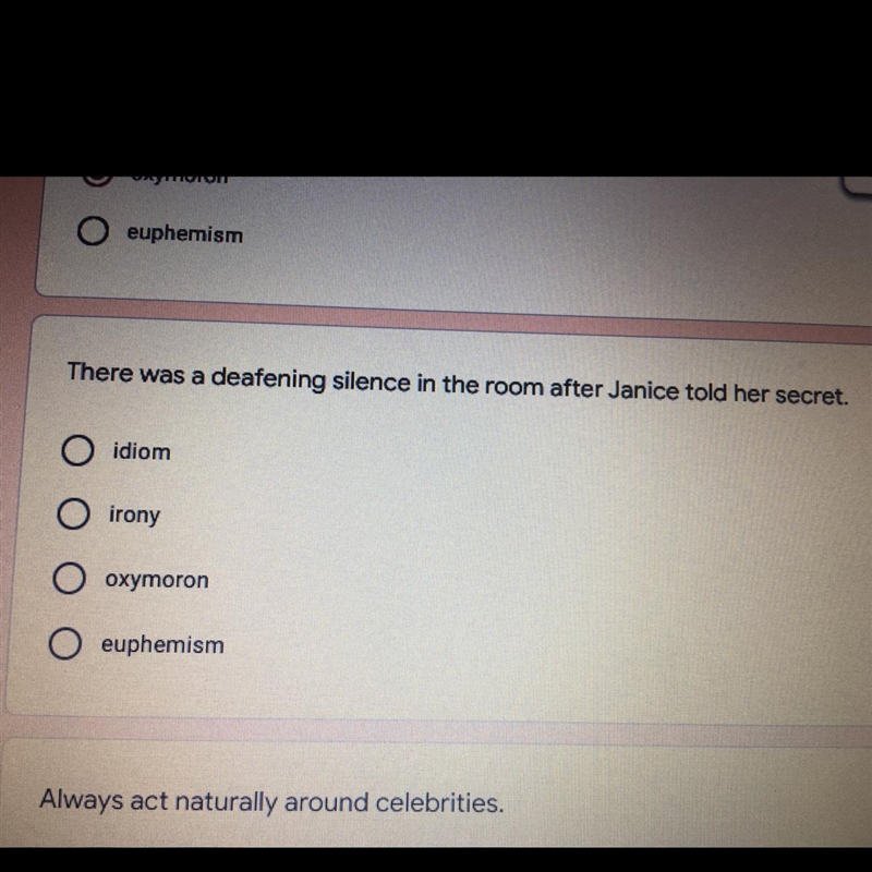 Whats the answer to “There was a deafening silence in the room after janice told her-example-1