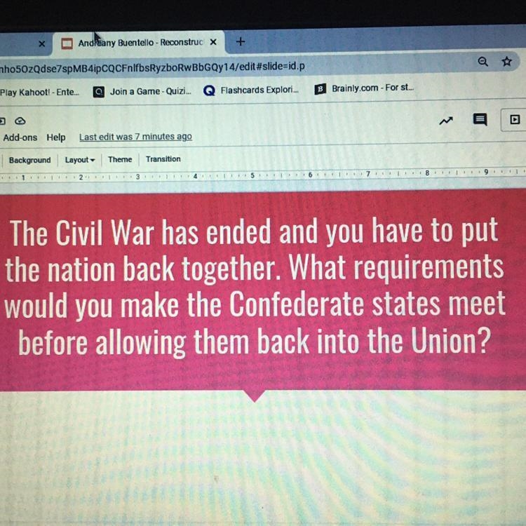 The Civil War has ended and you have to put the nation back together. What requirements-example-1